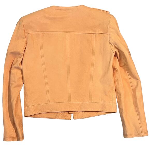 NWT Alice + Olivia Peach Lamb Leather Jacket, Size XS - Picture 5 of 8